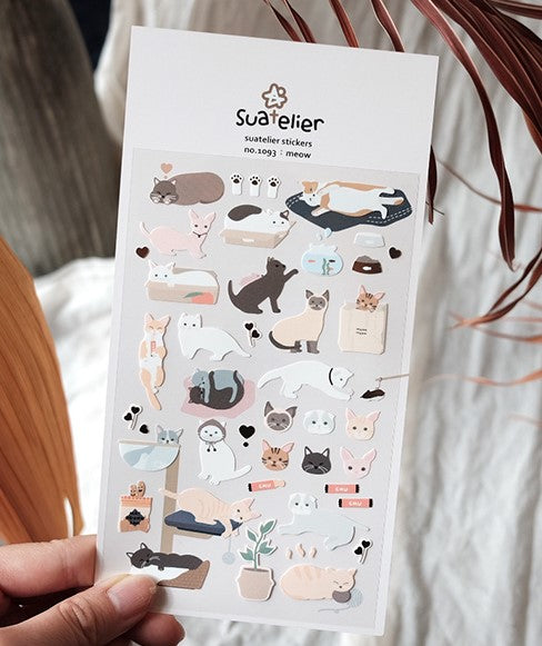 Suatelier - Hoja Pegatinas Adhesivas - Meow