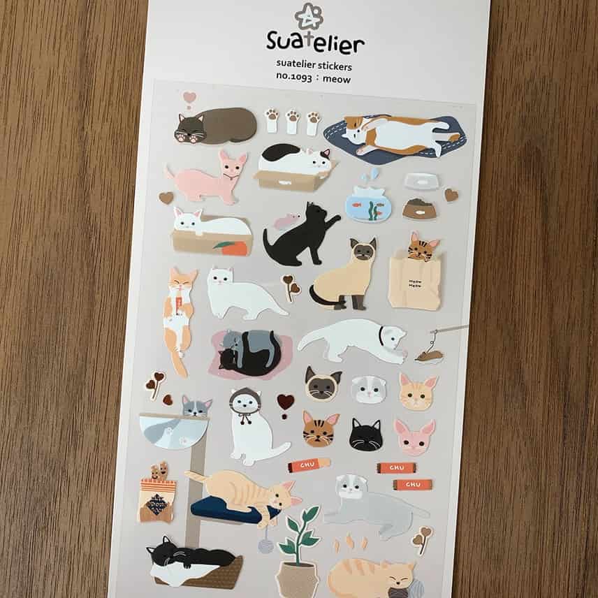 Suatelier - Hoja Pegatinas Adhesivas - Meow