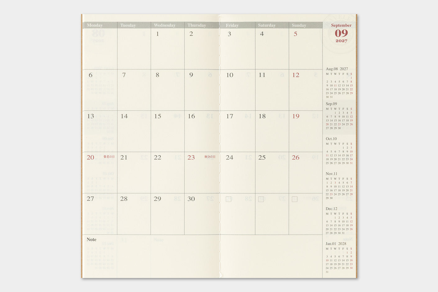 Traveler's Company - Agenda Mensual REGULAR 2027