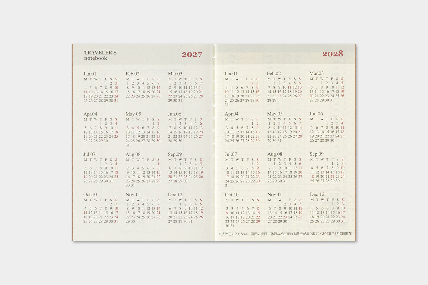 Traveler's Company - Agenda Semanal PASSPORT 2027