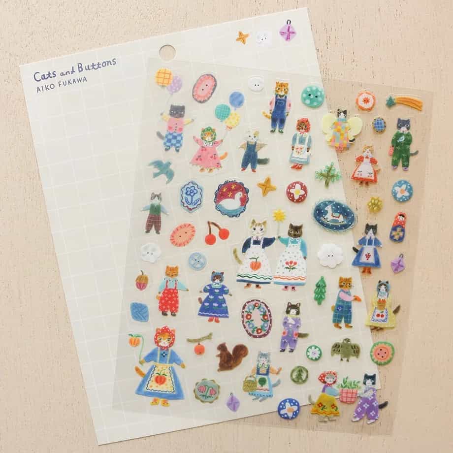 Cozyca Products - Pegatinas Aiko Fukawa - Cats and Buttons