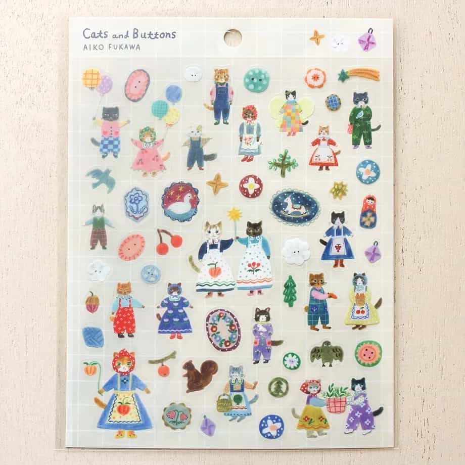 Cozyca Products - Pegatinas Aiko Fukawa - Cats and Buttons