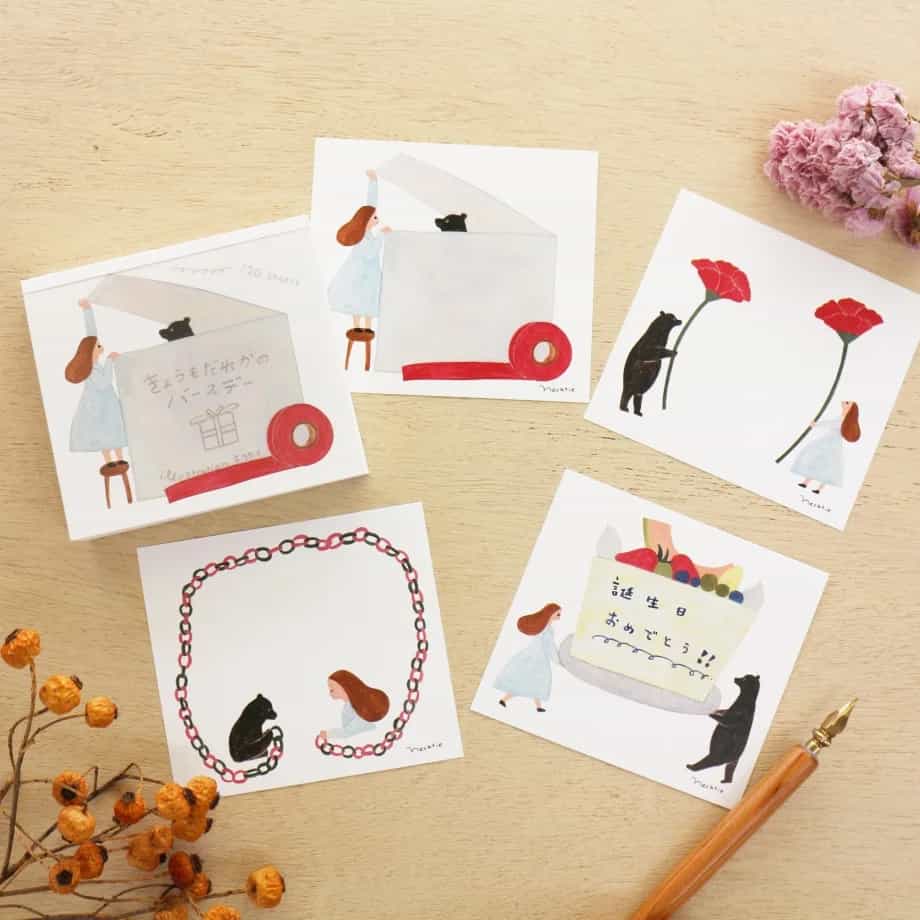 Cozyca Products - Bloc de Notas Cuadradas - Niña y Oso