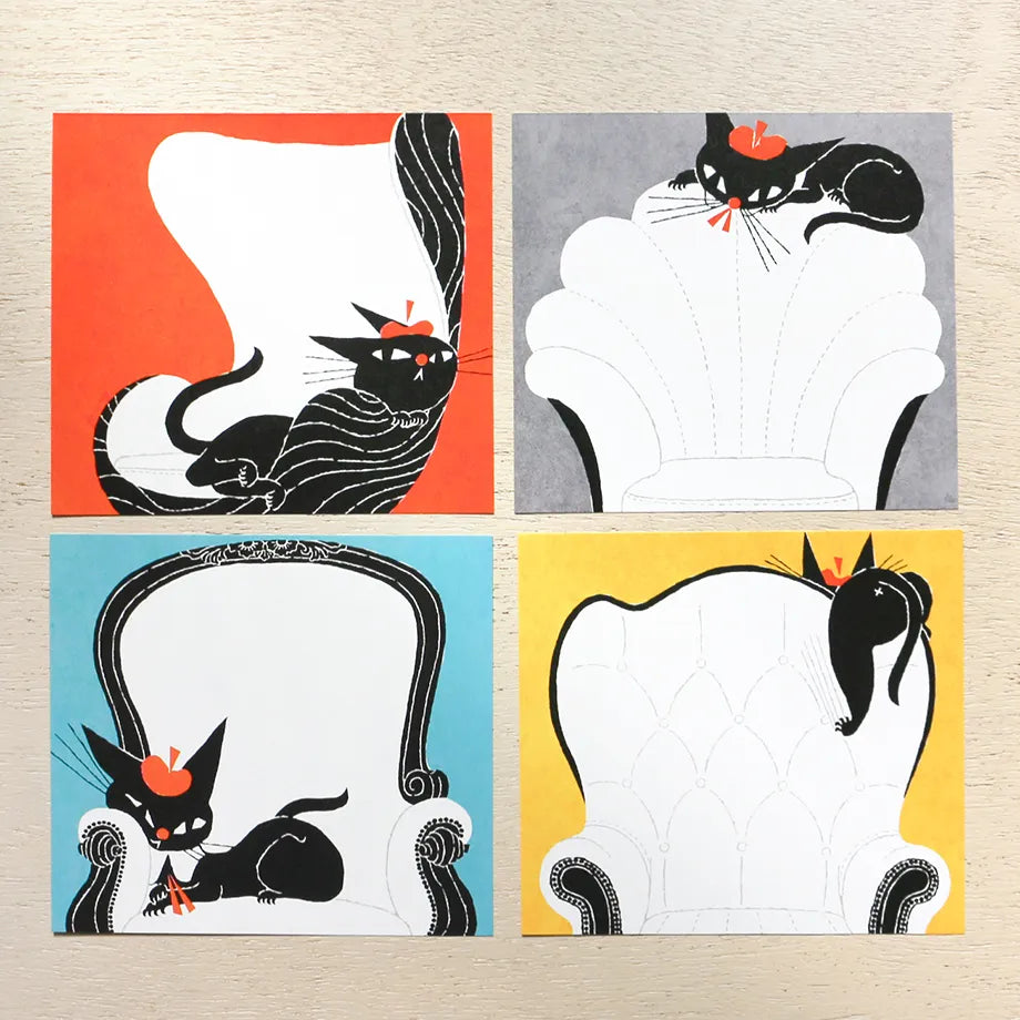 Cozyca Products - Bloc de Notas Cuadradas - Black Cat Design A