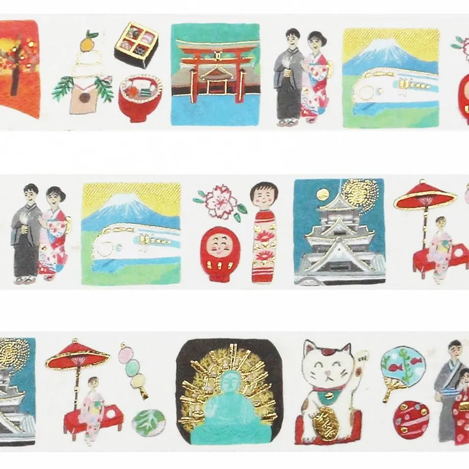 Cozyca Products - Washi Tape con Foil Dorado - Japan