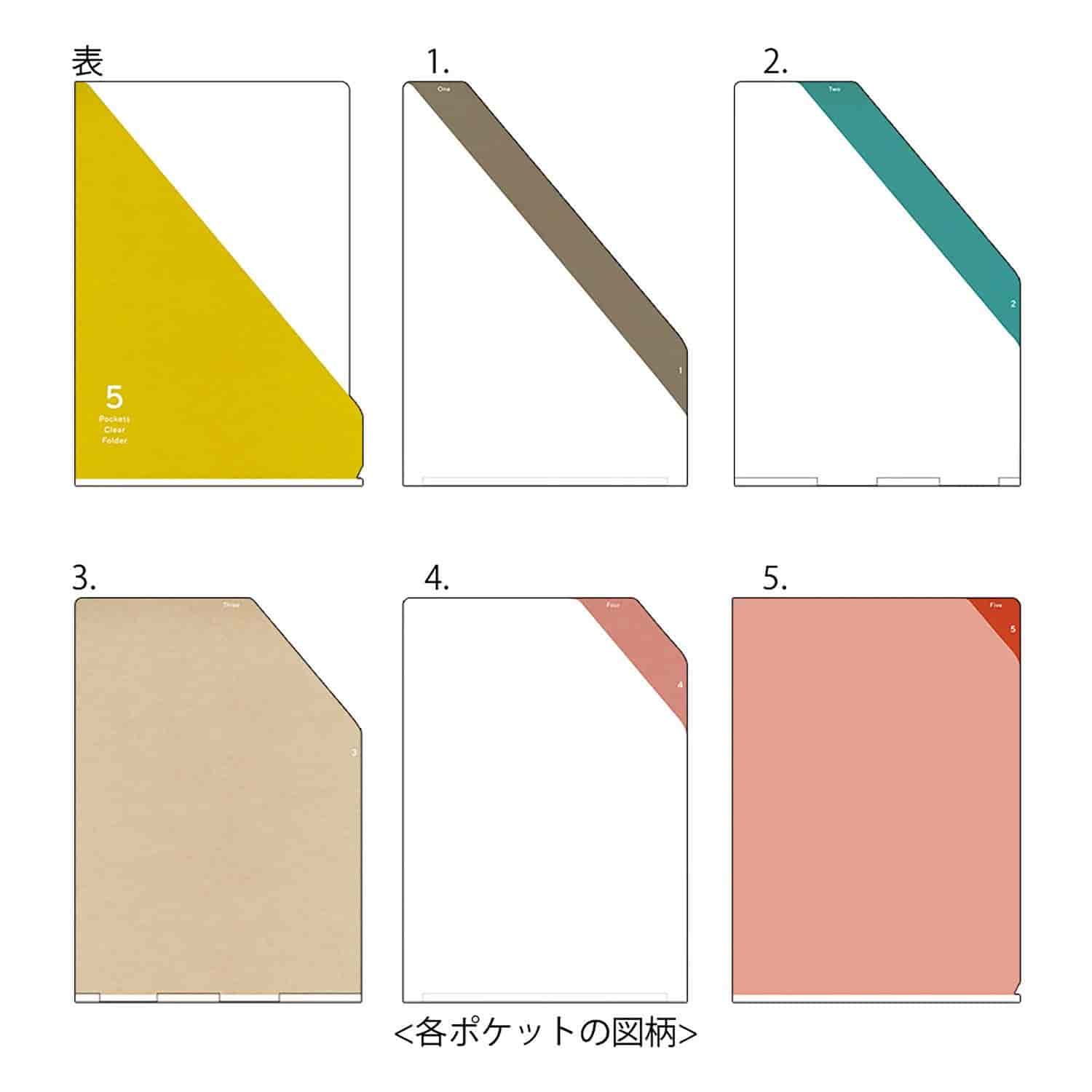 Midori - Archivador 5 bolsillos A4 - Stripe Yellow