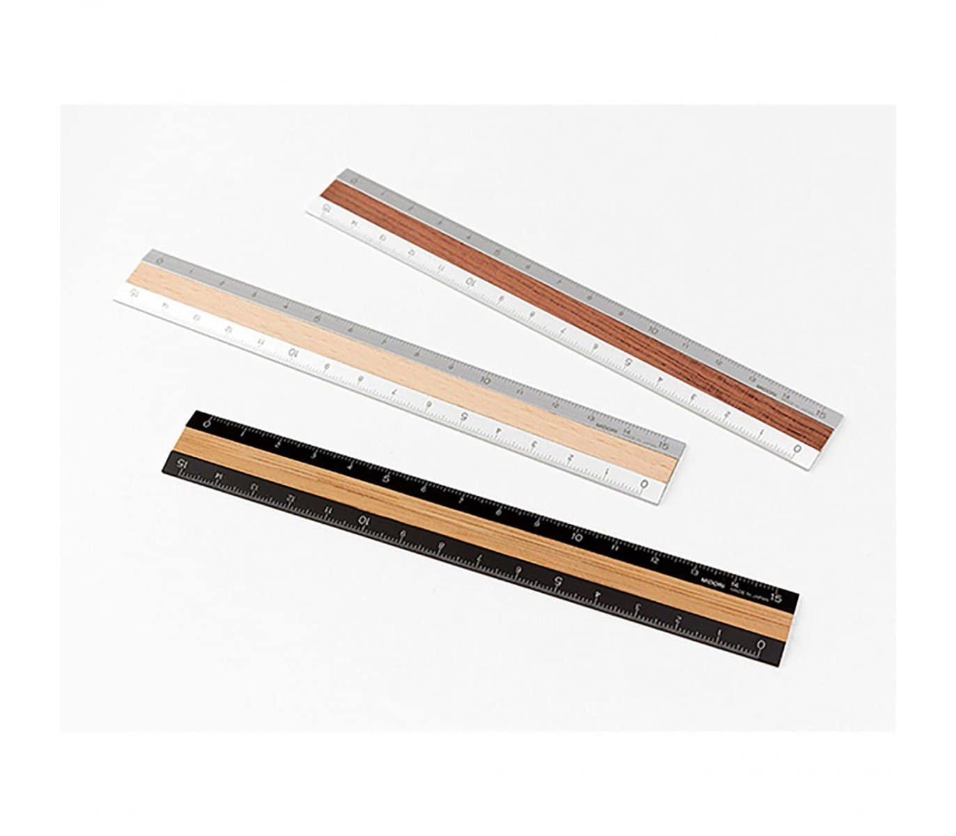 Midori - Regla Aluminio y Madera - Negro - 15cm