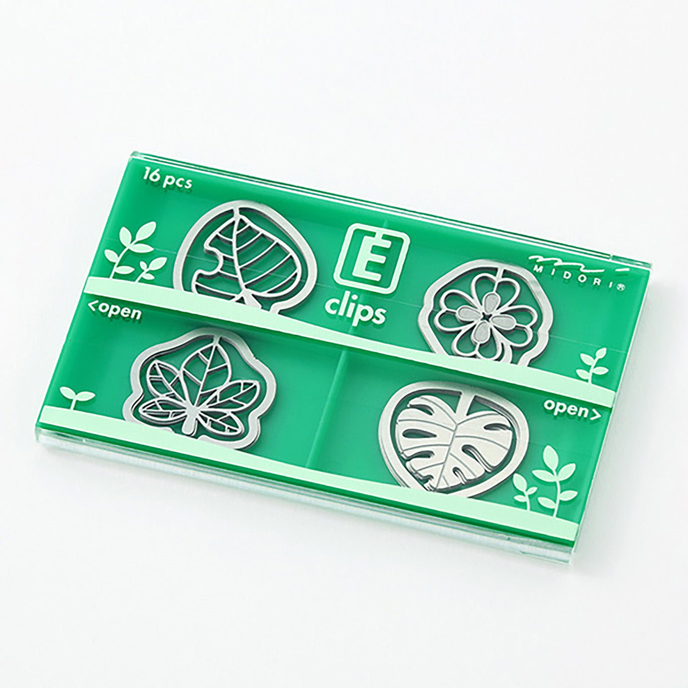 Midori - Set 16 clips acero grabados - Hojas