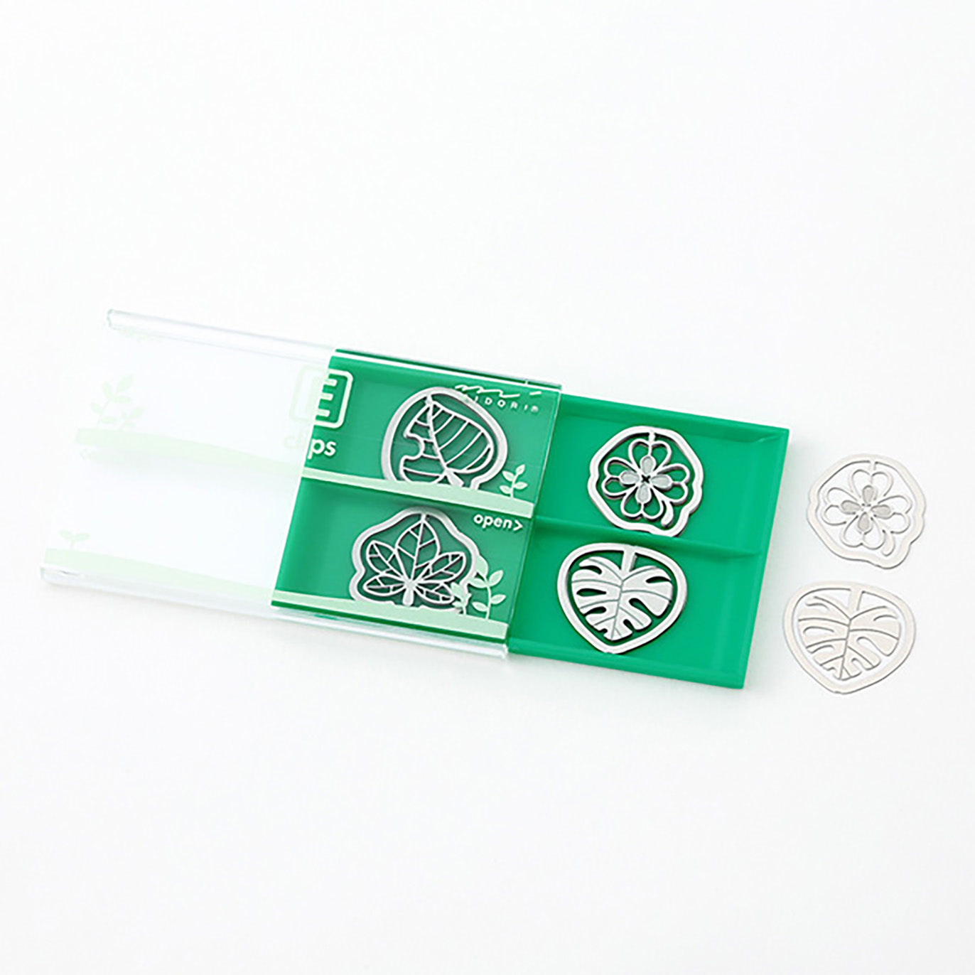 Midori - Set 16 clips acero grabados - Hojas