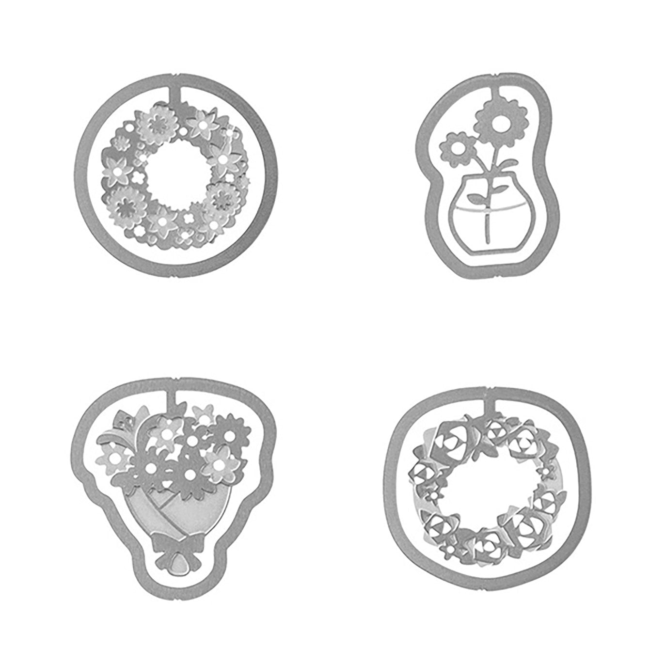 Midori - Set 16 clips acero grabados - Flores