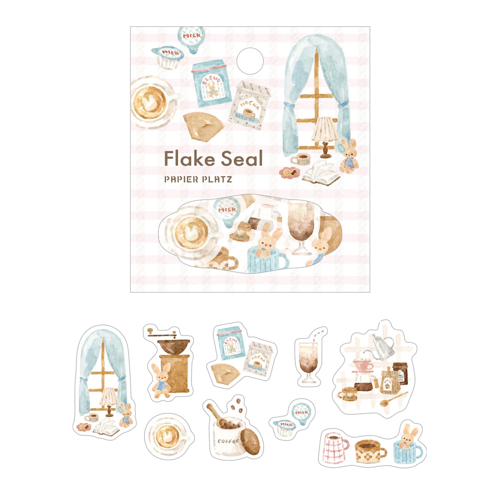 Papier Platz - Pegatinas Flake Sticker - Rabbit and Coffee
