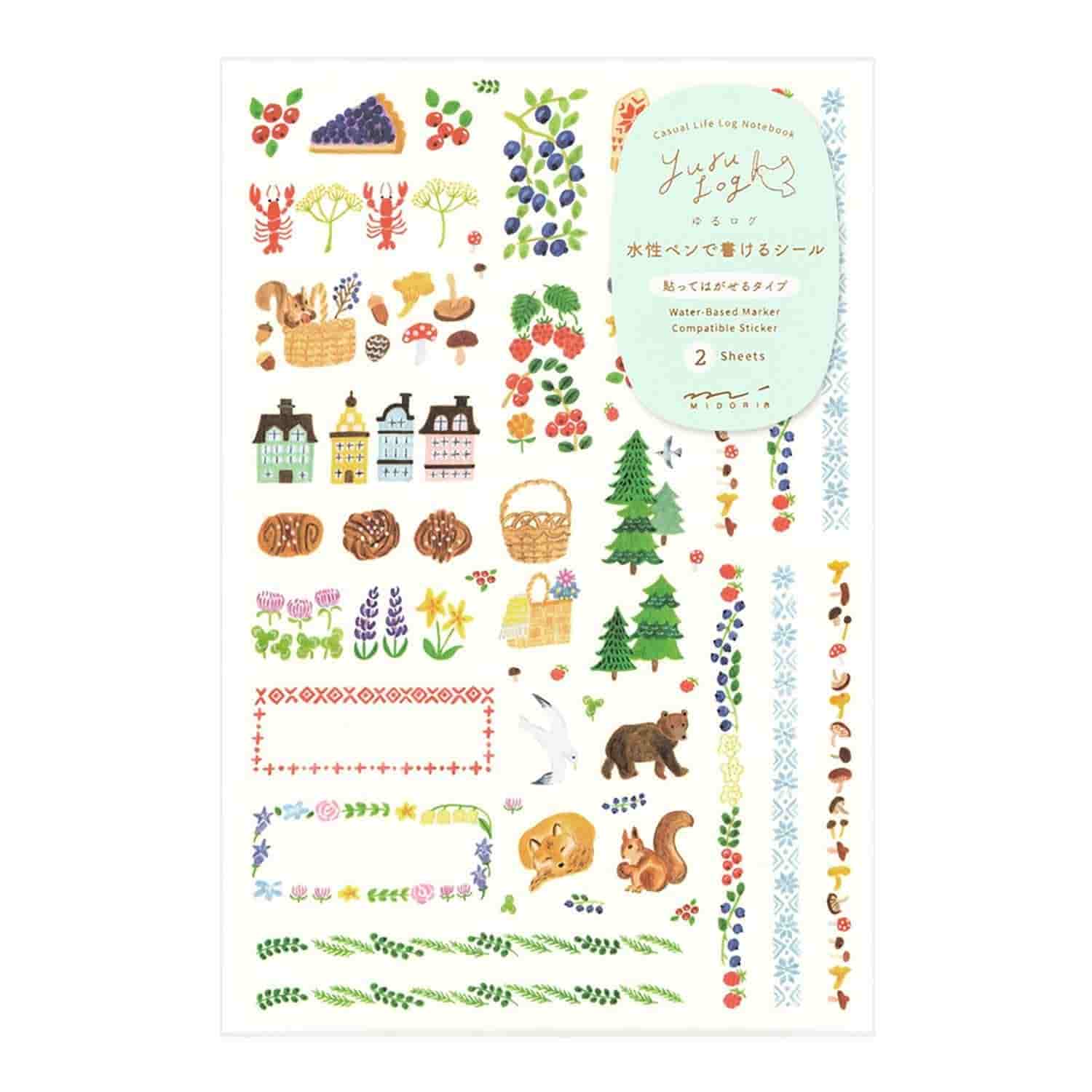 Midori - Pegatinas 2 hojas YURU LOG - Scandinavia