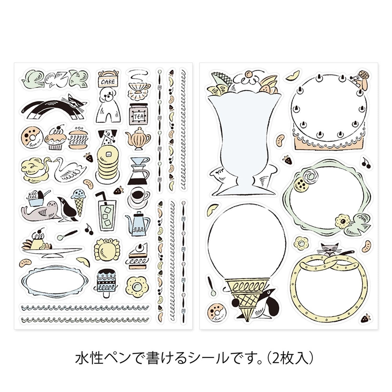 Midori - Pegatinas 2 hojas YURU LOG - Sweets & Animals