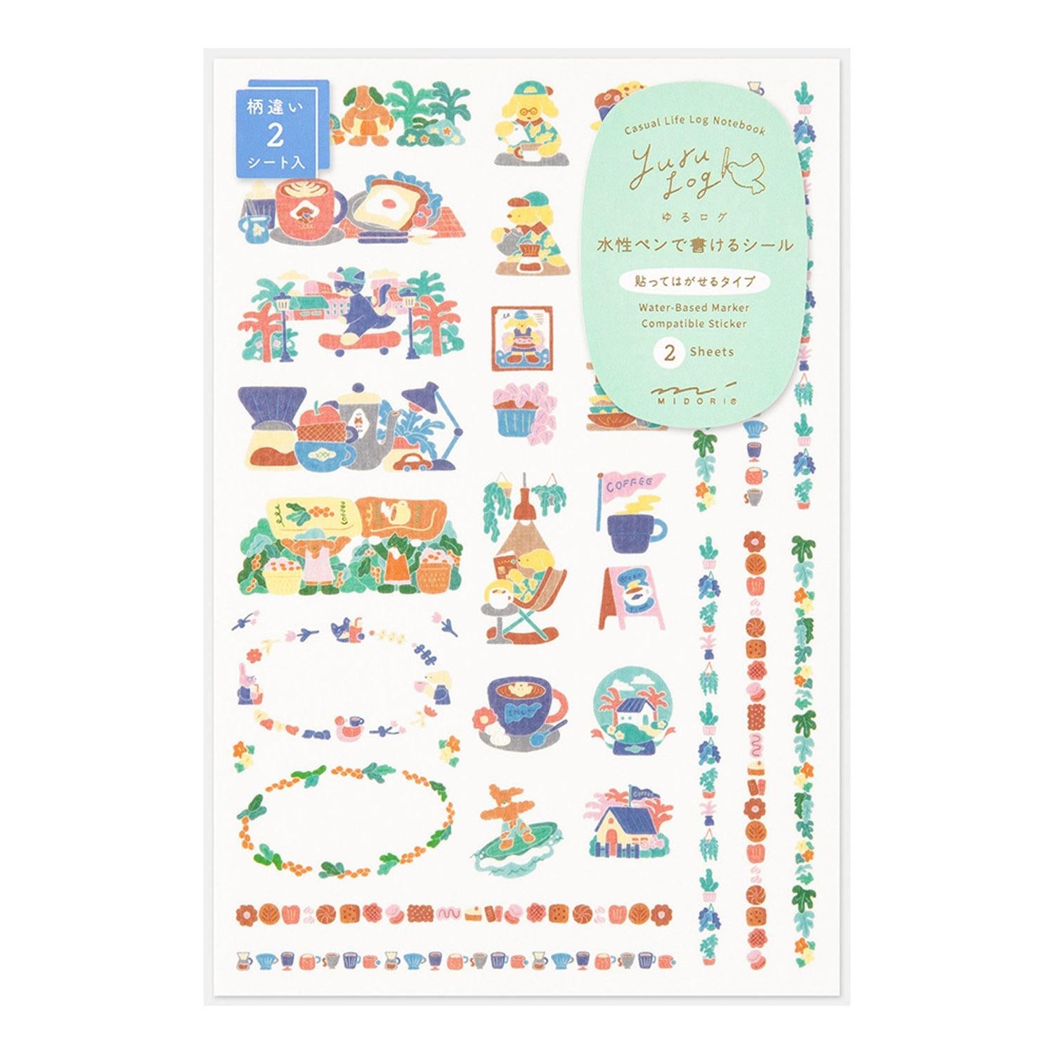 Midori - Pegatinas 2 hojas YURU LOG - Coffee Shop