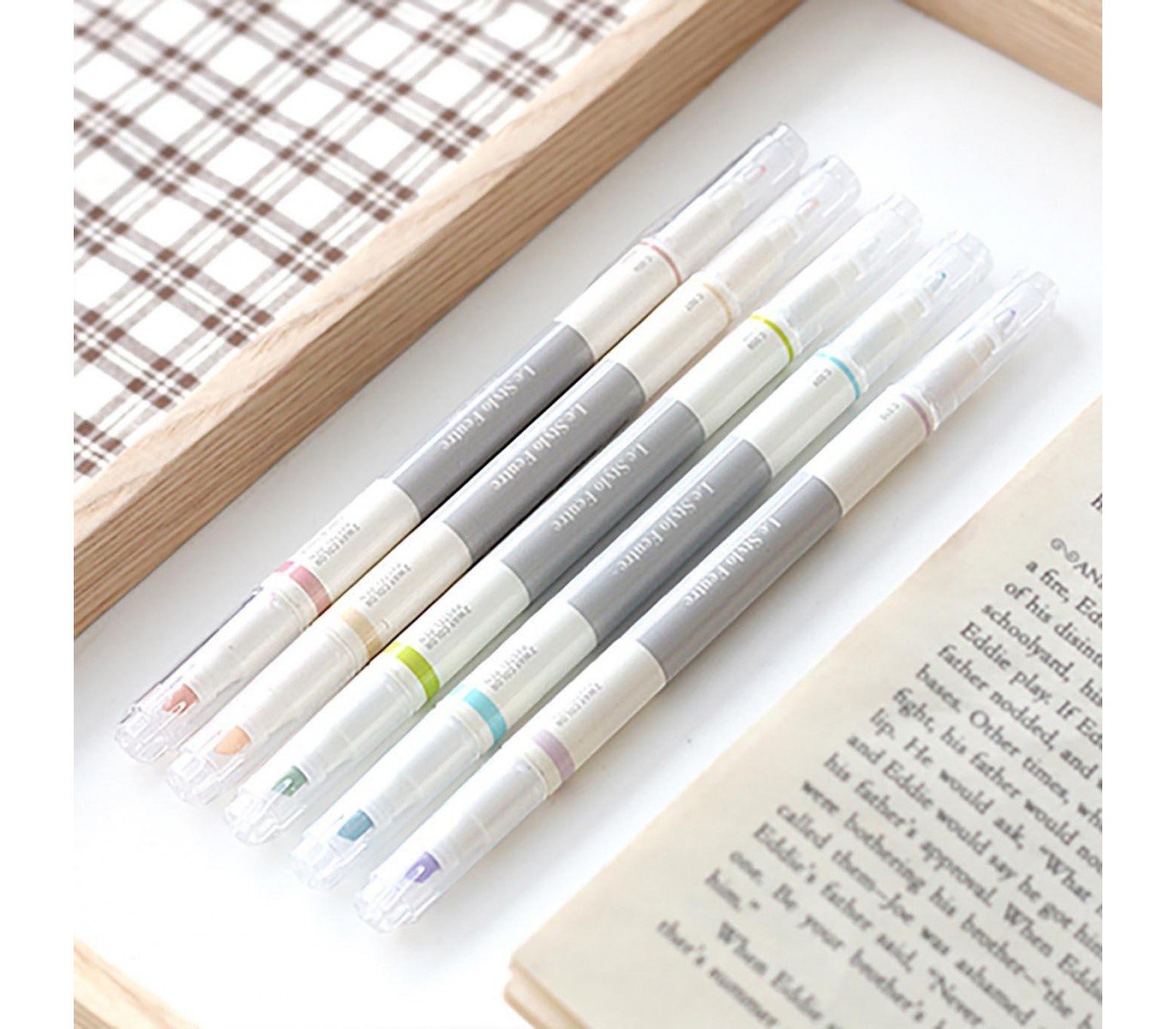 ICONIC - Set 5 rotuladores punta doble - Pastel