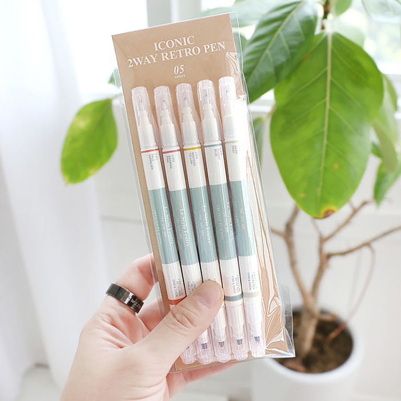 ICONIC - Set 5 rotuladores punta doble - Retro