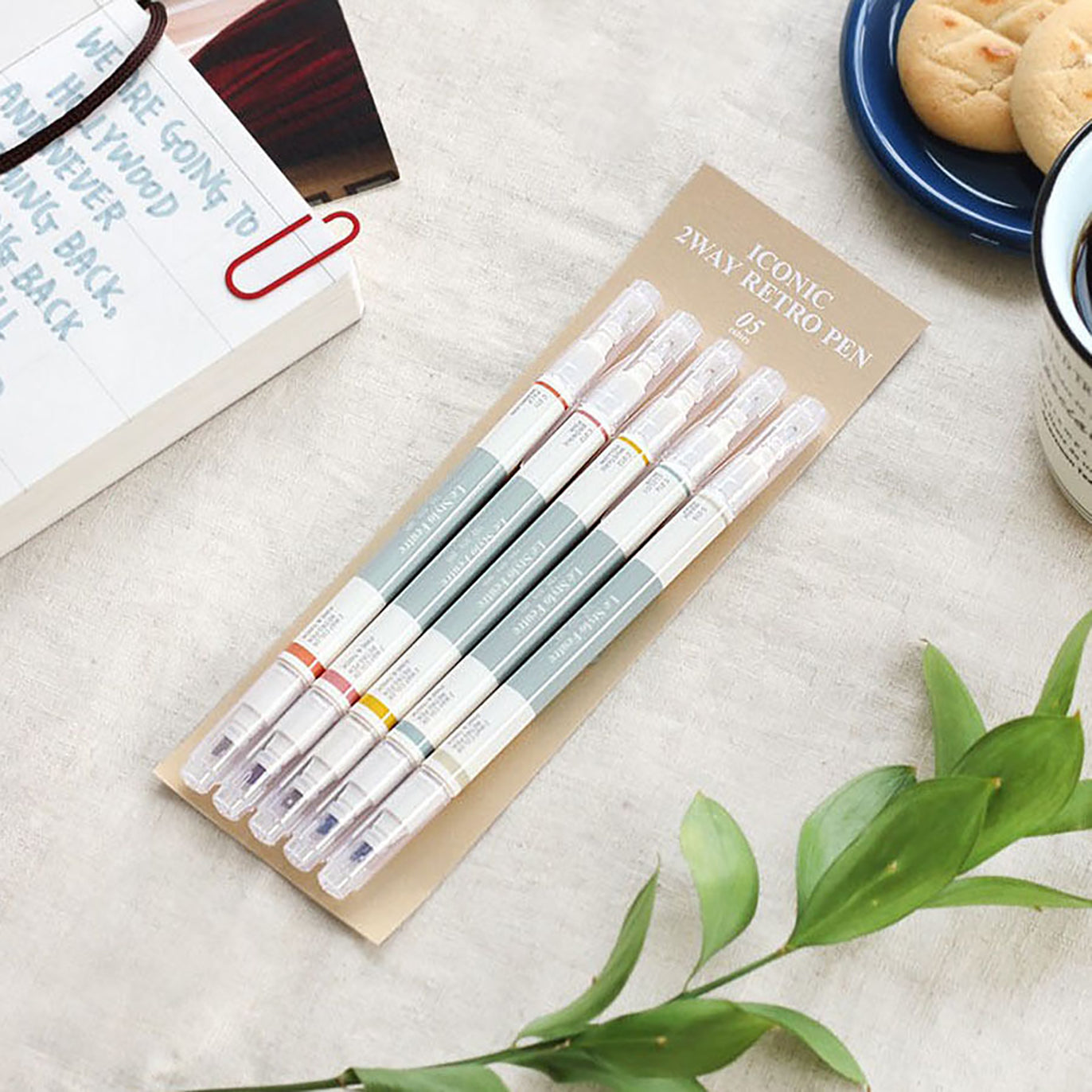 ICONIC - Set 5 rotuladores punta doble - Retro