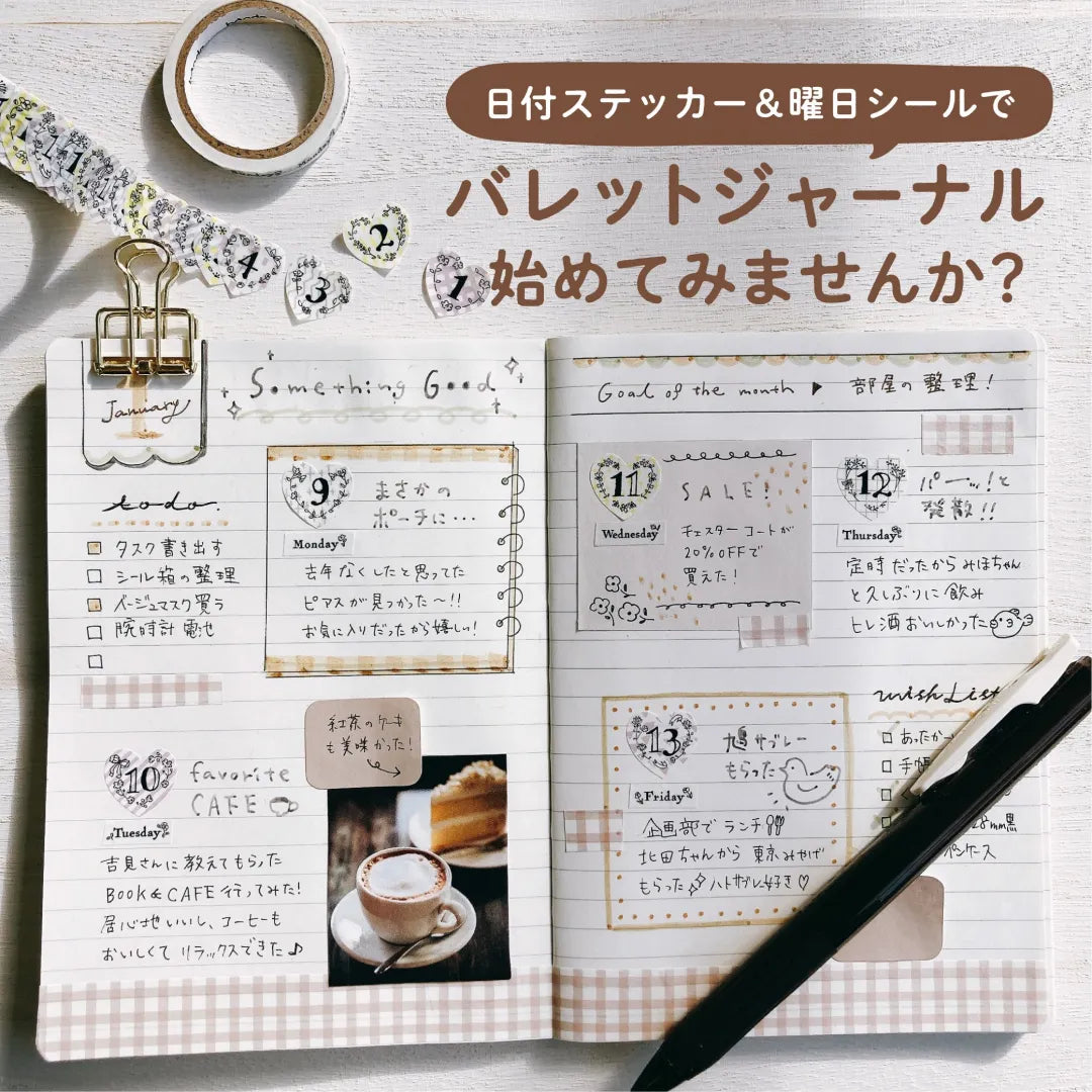 Bande - Pegatinas en rollo 2ud + 1 rollo washi - Date Sticker Sweet Days