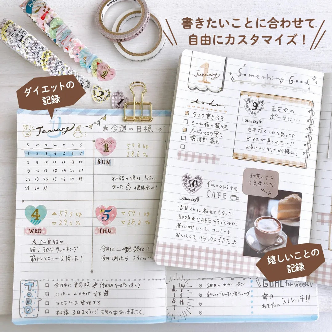 Bande - Pegatinas en rollo 2ud + 1 rollo washi - Date Sticker Sweet Days