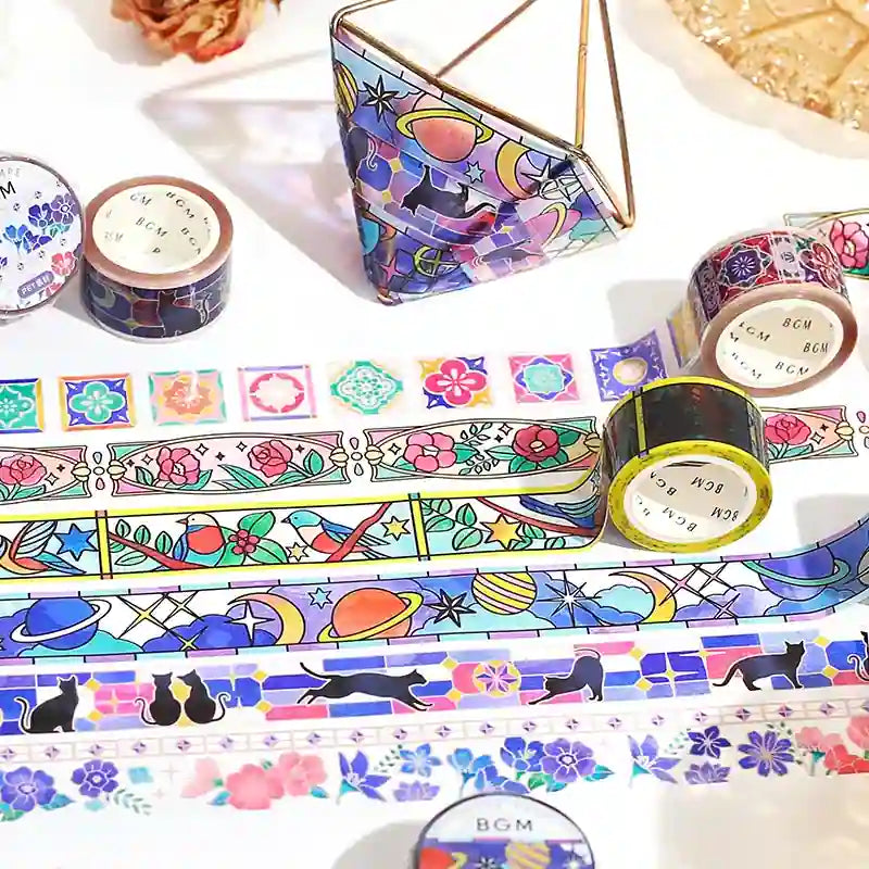 BGM - Washi Tape 20 mm Vidriera - Flores de ensueño