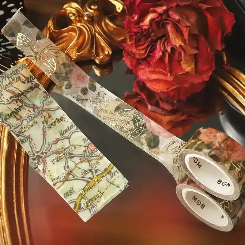 BGM - Washi Tape 30 mm Foil Stamping - Mapa Antiguo
