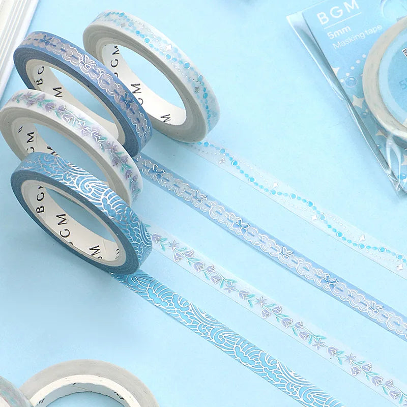 BGM - Washi Tape 5 mm Foil Stamping - Azul