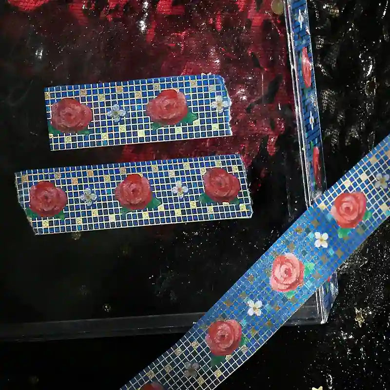 BGM - Washi Tape 15 mm Foil Stamping - Azulejos con Rosa