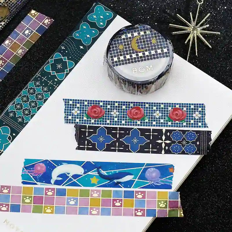 BGM - Washi Tape 15 mm Foil Stamping - Geometría Verde