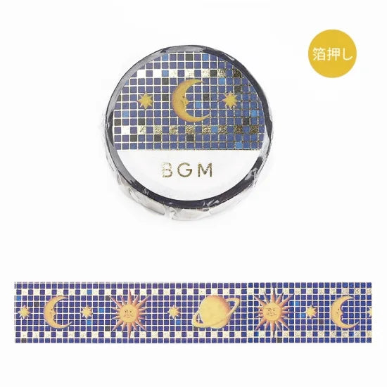BGM - Washi Tape 15 mm Foil Stamping - Azulejos con Luna