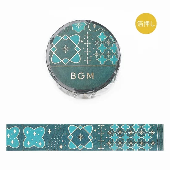 BGM - Washi Tape 15 mm Foil Stamping - Geometría Verde