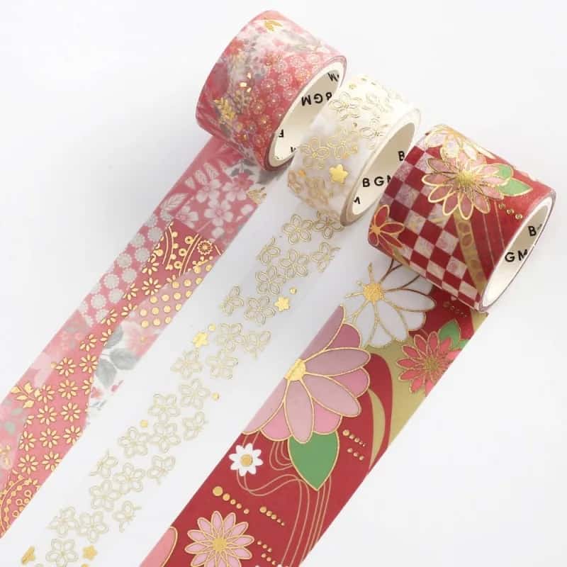 BGM - Set 3 Washi Tape Foil Stamping - Benihana - Kimono Coloring