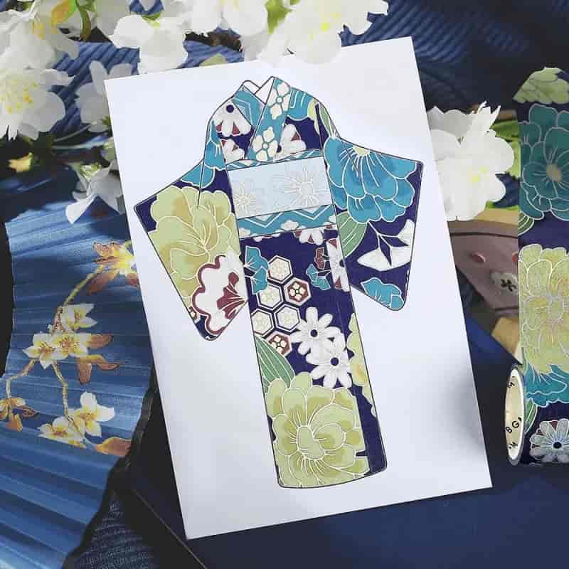 BGM - Set 3 Washi Tape Foil Stamping - Azure Blue - Kimono Coloring