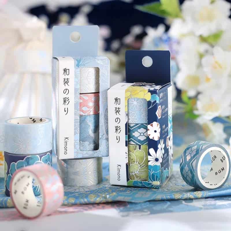 BGM - Set 3 Washi Tape Foil Stamping - Azure Blue - Kimono Coloring