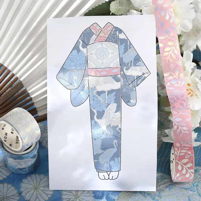 BGM - Set 3 Washi Tape Foil Stamping - Light Indigo - Kimono Coloring