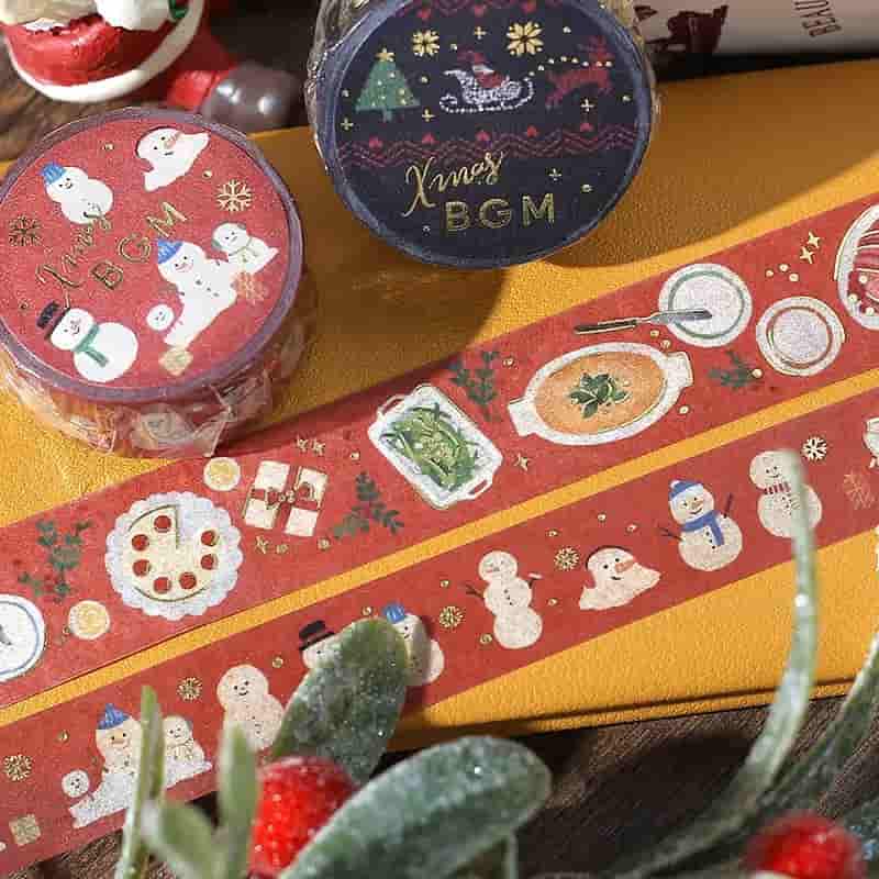 BGM - Washi Tape 15 mm Foil Stamping - Snowmen - Xmas Limited