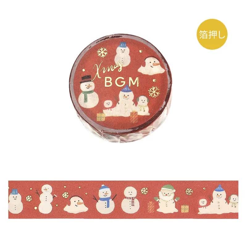 BGM - Washi Tape 15 mm Foil Stamping - Snowmen - Xmas Limited