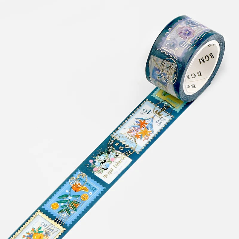 BGM - Washi Tape 20 mm Sellos - Azul