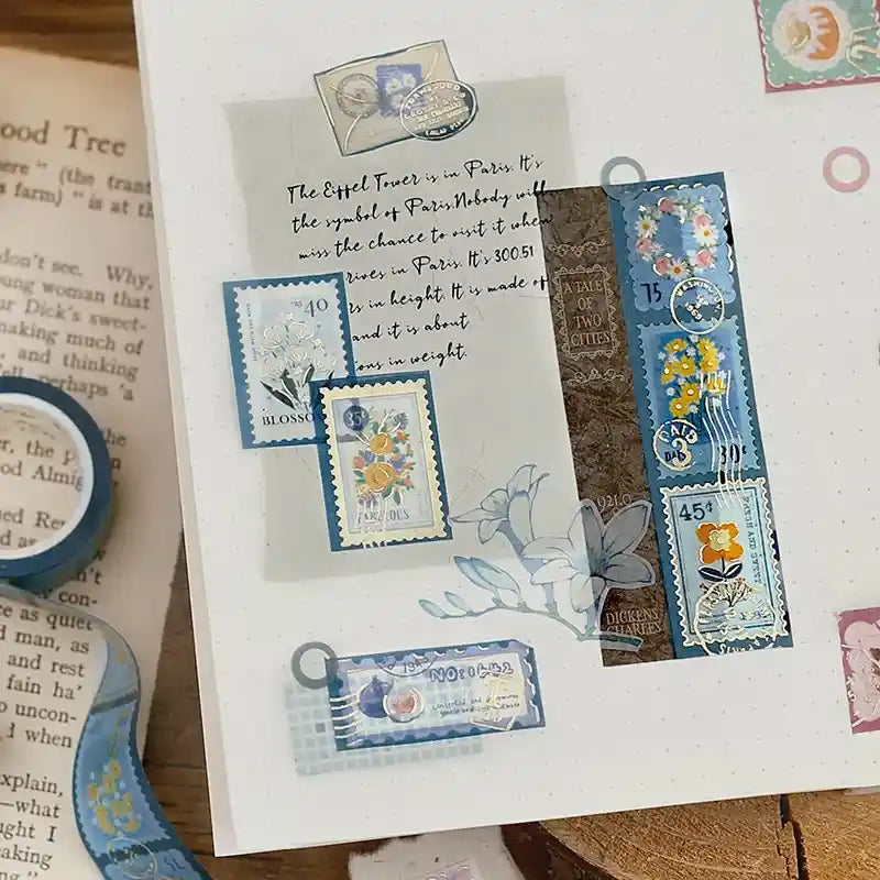 BGM - Washi Tape 20 mm Sellos - Azul