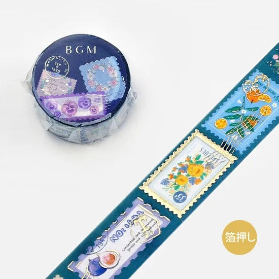 BGM - Washi Tape 20 mm Sellos - Azul