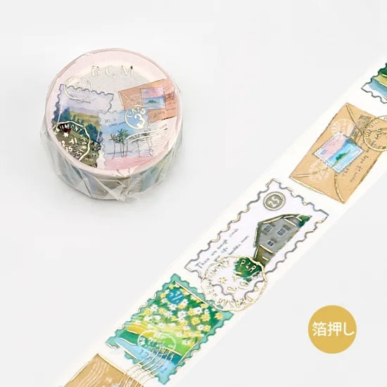BGM - Washi Tape 20 mm Sellos - Blanco