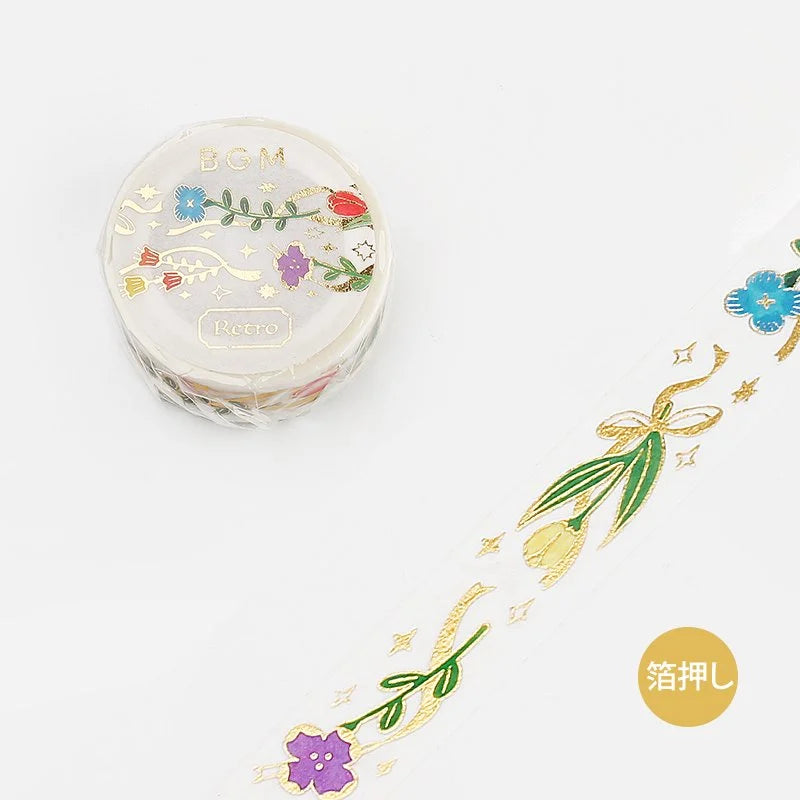 BGM - Washi Tape 15 mm Foil Stamping - Retro Ribbon