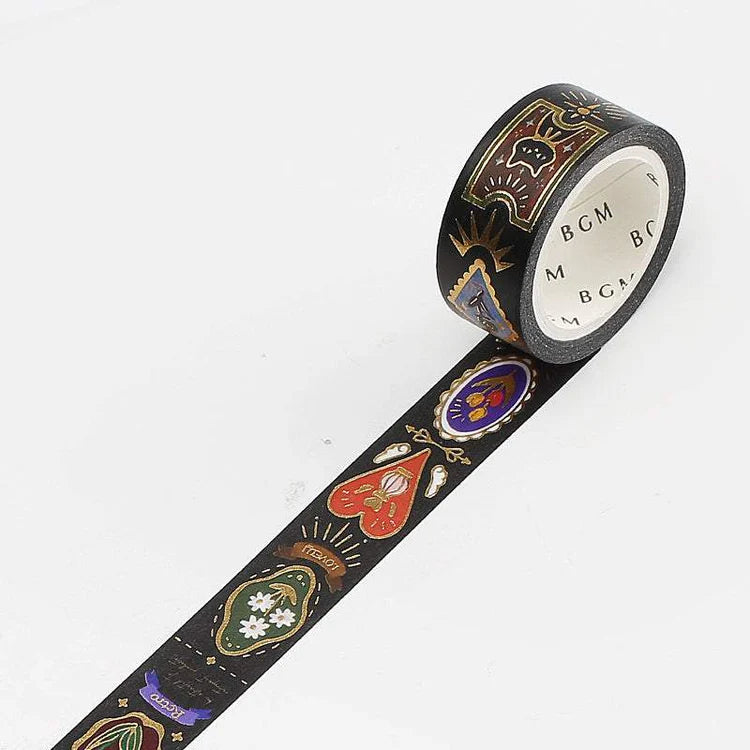 BGM - Washi Tape 15 mm Foil Stamping - Retro Dark