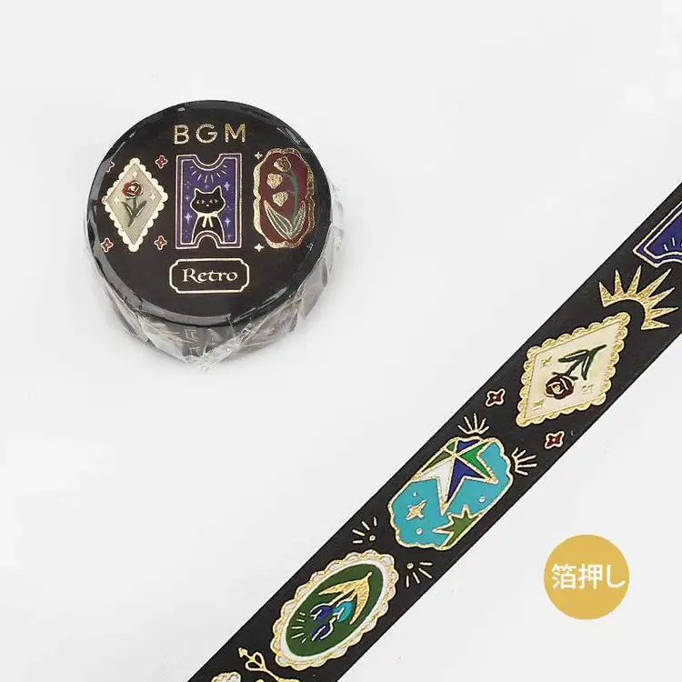 BGM - Washi Tape 15 mm Foil Stamping - Retro Dark