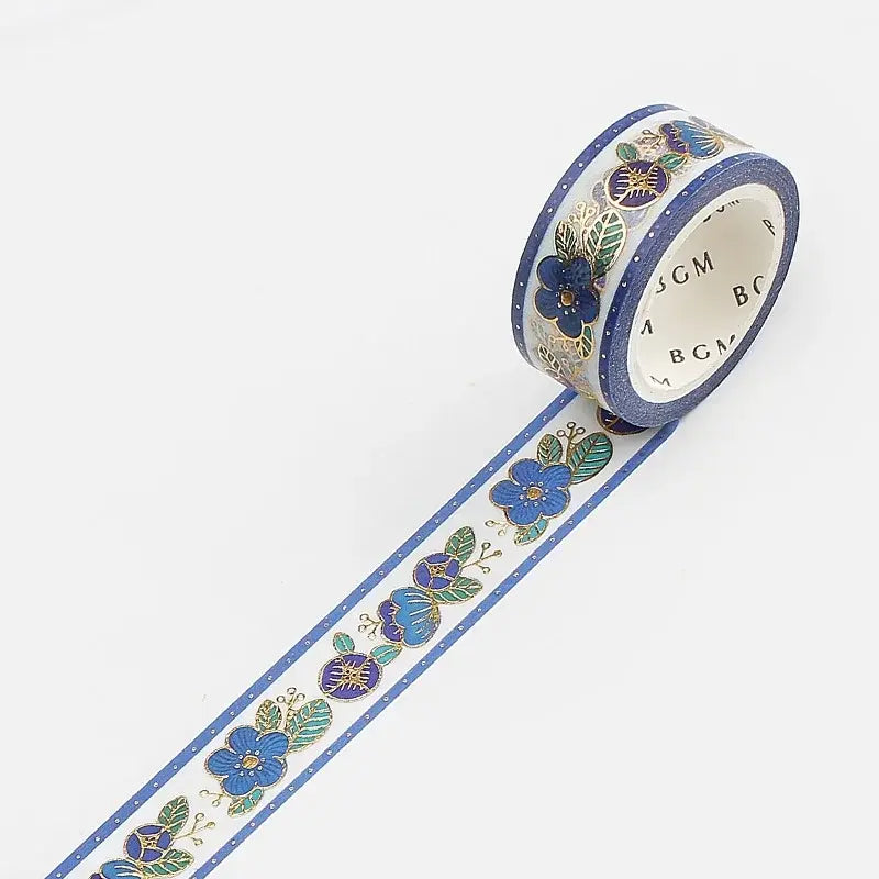 BGM - Washi Tape 15 mm Foil Stamping - Retro Blue