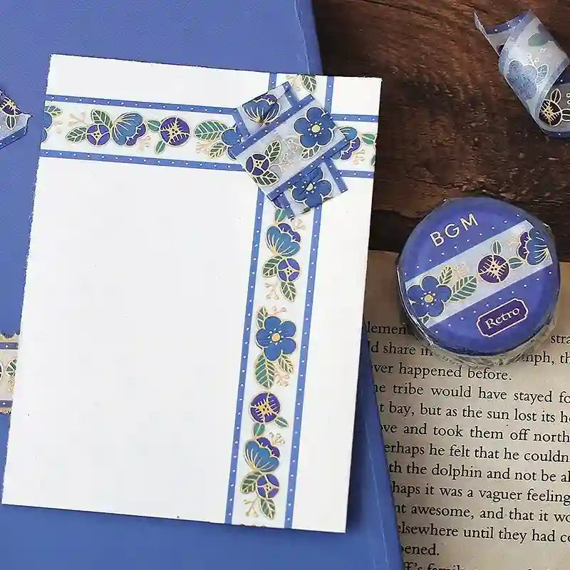 BGM - Washi Tape 15 mm Foil Stamping - Retro Blue