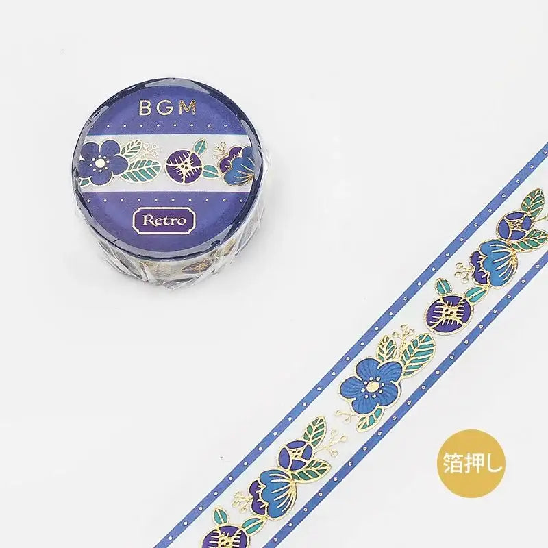 BGM - Washi Tape 15 mm Foil Stamping - Retro Blue
