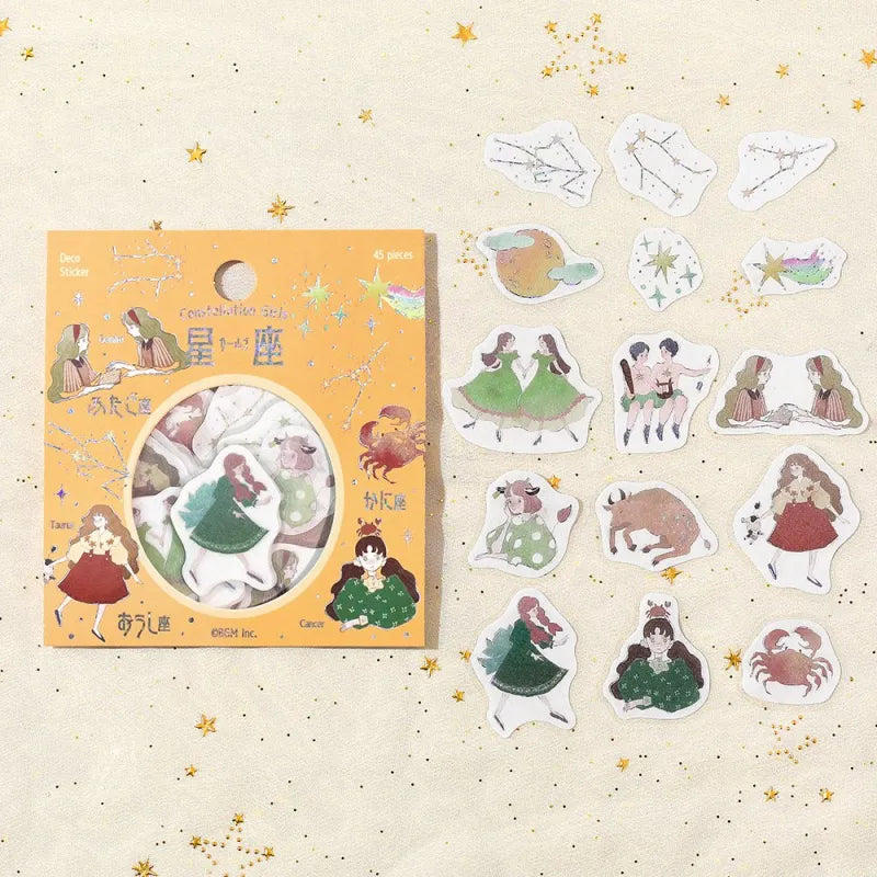BGM - Pegatinas sueltas 45 ud - Tauro Geminis Cancer - Constellation Girls