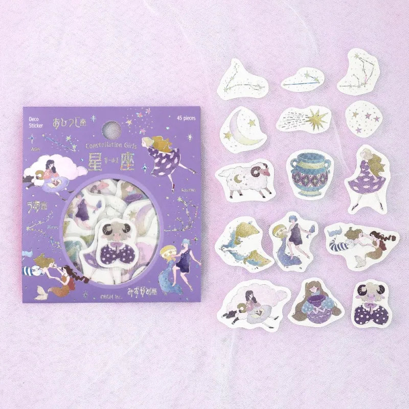 BGM - Pegatinas sueltas 45 ud - Acuario Piscis Aries - Constellation Girls