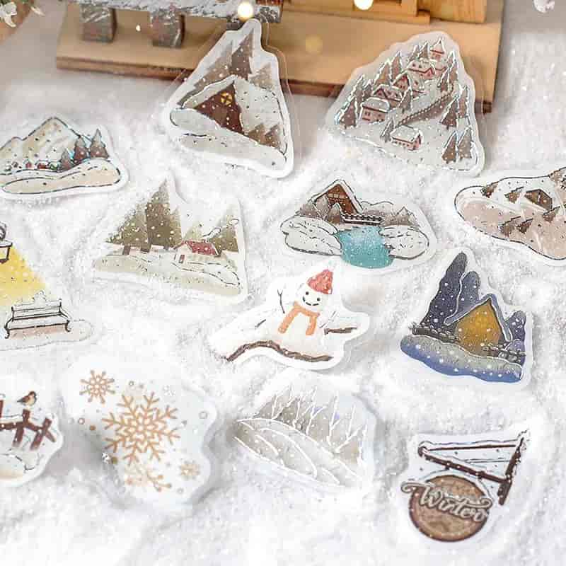 BGM - Pegatinas sueltas con foil 45 ud - The Snow Town - Winter Limited