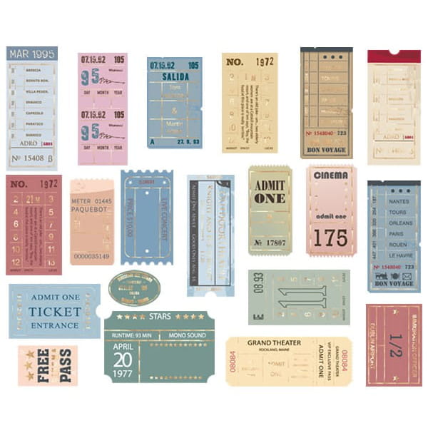 Mr Paper - Pegatinas Bronzing Sticker 40 Ud - Tickets